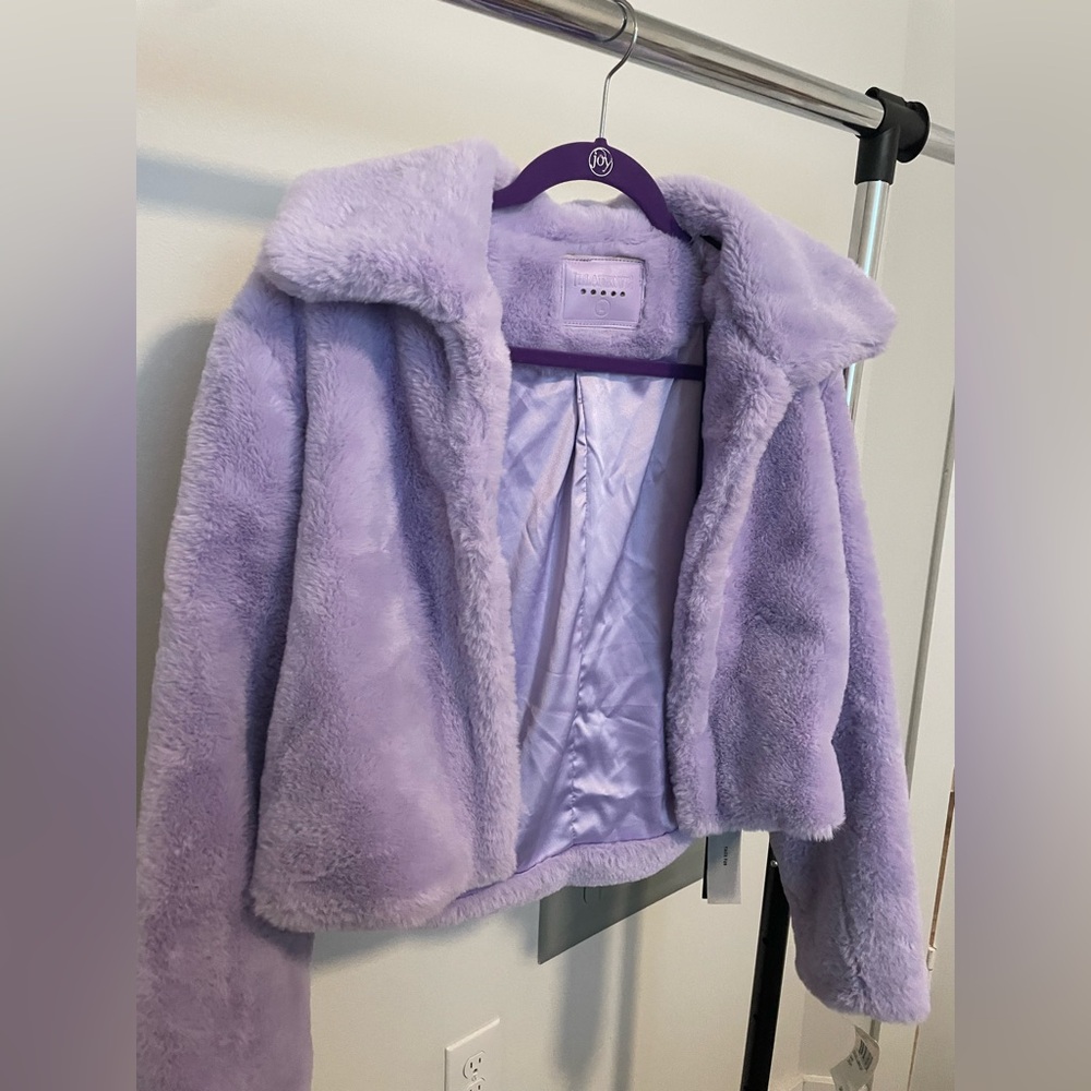 NWT Lavender Faux Fur Cropped Jacket